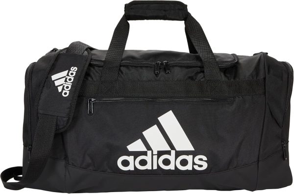 adidas Unisex Adult Defender 4.0 Duffel, Durable Athletic Sports Gym Travel Bag for Men and Women, Black/White, Medium (66 L) - Image 3