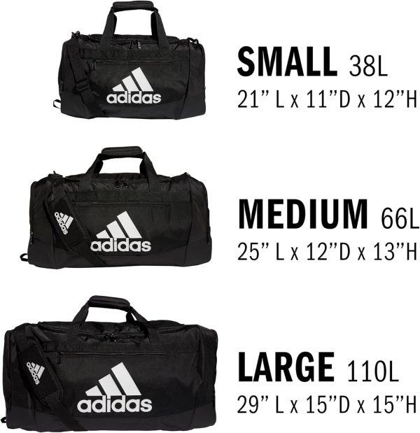 adidas Unisex Adult Defender 4.0 Duffel, Durable Athletic Sports Gym Travel Bag for Men and Women, Black/White, Medium (66 L) - Image 6