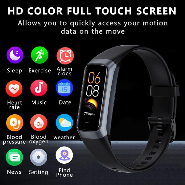 Fitness Tracker with 24/7 Heart Rate Blood Oxygen Sleep Monitor,Activity Tracker with 1.1" AMOLED Touch Color Screen, Multiple Sport Modes Step Counter,IP68 Waterproof for Women Men - Image 2