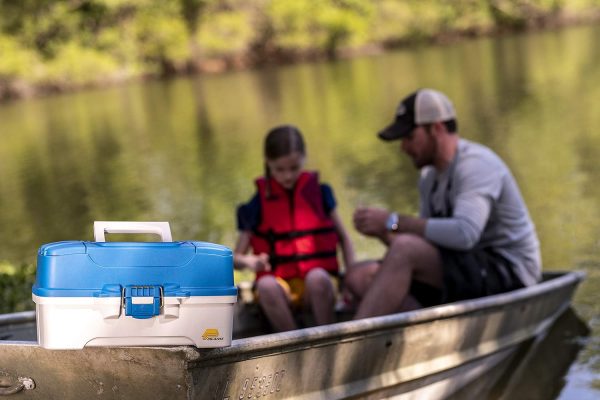 Plano Ready-Set-Fish 3-Tray Tackle Box with Tackle, Aqua Blue/Tan, One Size - Image 2