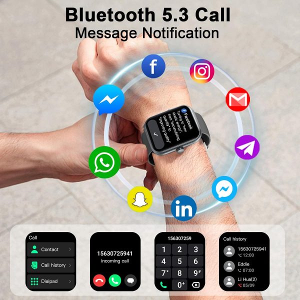 Smart Watch for Men Women (Answer/Make Call), 1.96" HD Fitness Watch with 112+ Sport Mode, IP68 Waterproof Fitness Tracker with Pedometer/Calories/Sleep/Heart Rate Monitor, Smartwatch for Android iOS - Image 2