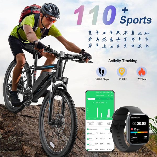 Smart Watch for Men Women (Answer/Make Call), 1.96" HD Fitness Watch with 112+ Sport Mode, IP68 Waterproof Fitness Tracker with Pedometer/Calories/Sleep/Heart Rate Monitor, Smartwatch for Android iOS - Image 4