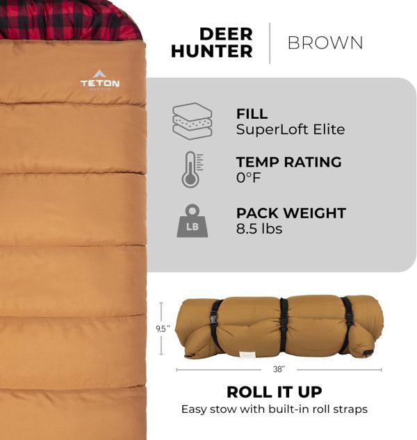 TETON Sports -35F and 0F Degree Sleeping Bag. Warm and Comfortable Camping Sleeping Bags, Teton Tough Canvas Shell for Camping, Hunting, and Cold Weather - Image 3