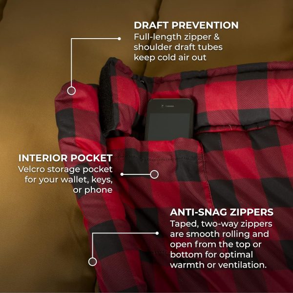 TETON Sports -35F and 0F Degree Sleeping Bag. Warm and Comfortable Camping Sleeping Bags, Teton Tough Canvas Shell for Camping, Hunting, and Cold Weather - Image 5